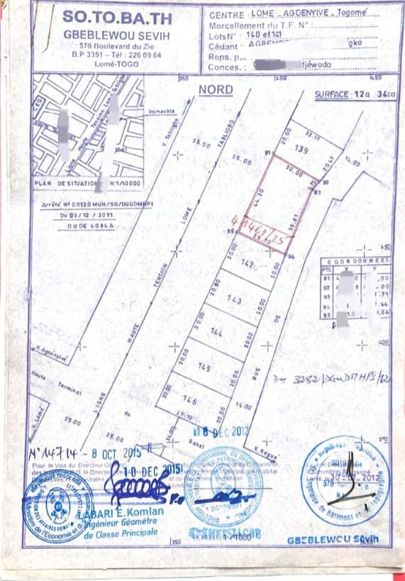 Terrain demi lot en vente à Agoè Koffi Panou – 25 millions FCFA