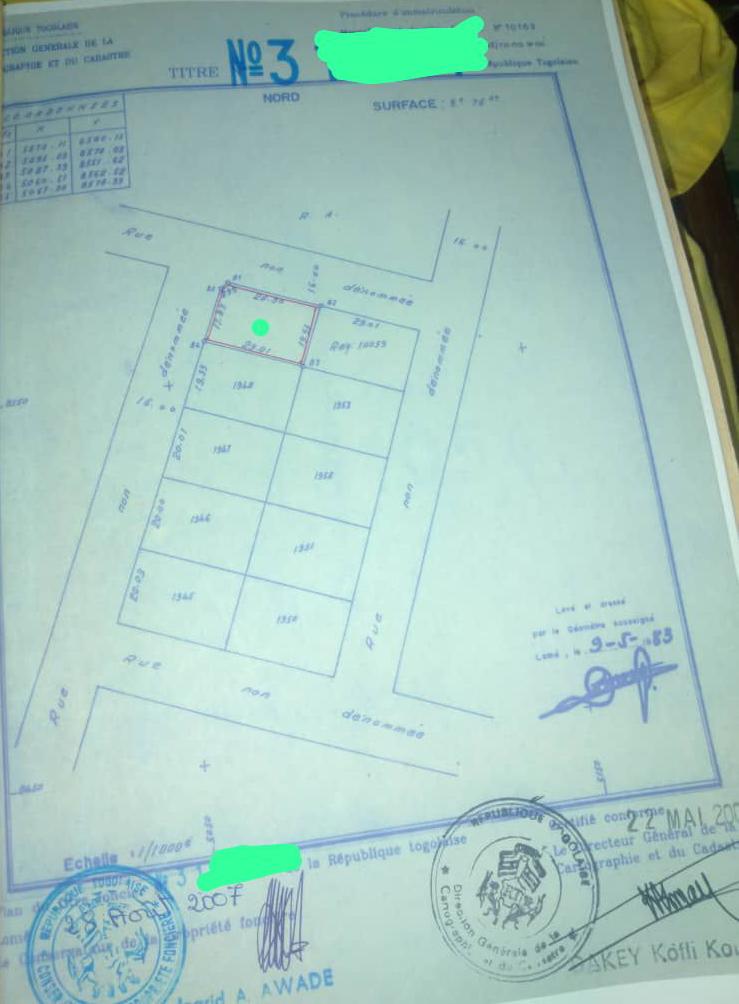 Terrain en vente à Hédzranawoé – 18 millions FCFA