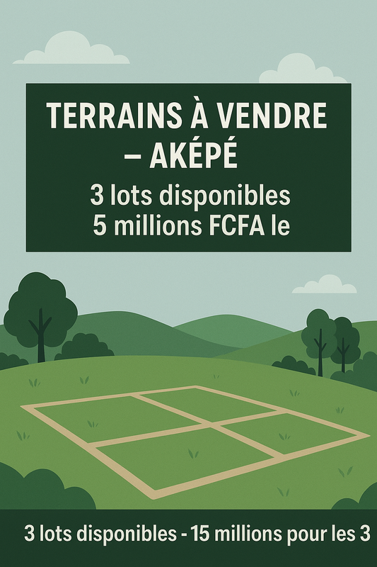 TERRAINS À VENDRE – 3 LOTS À AKÉPÉ PROCHE COMMISSARIAT