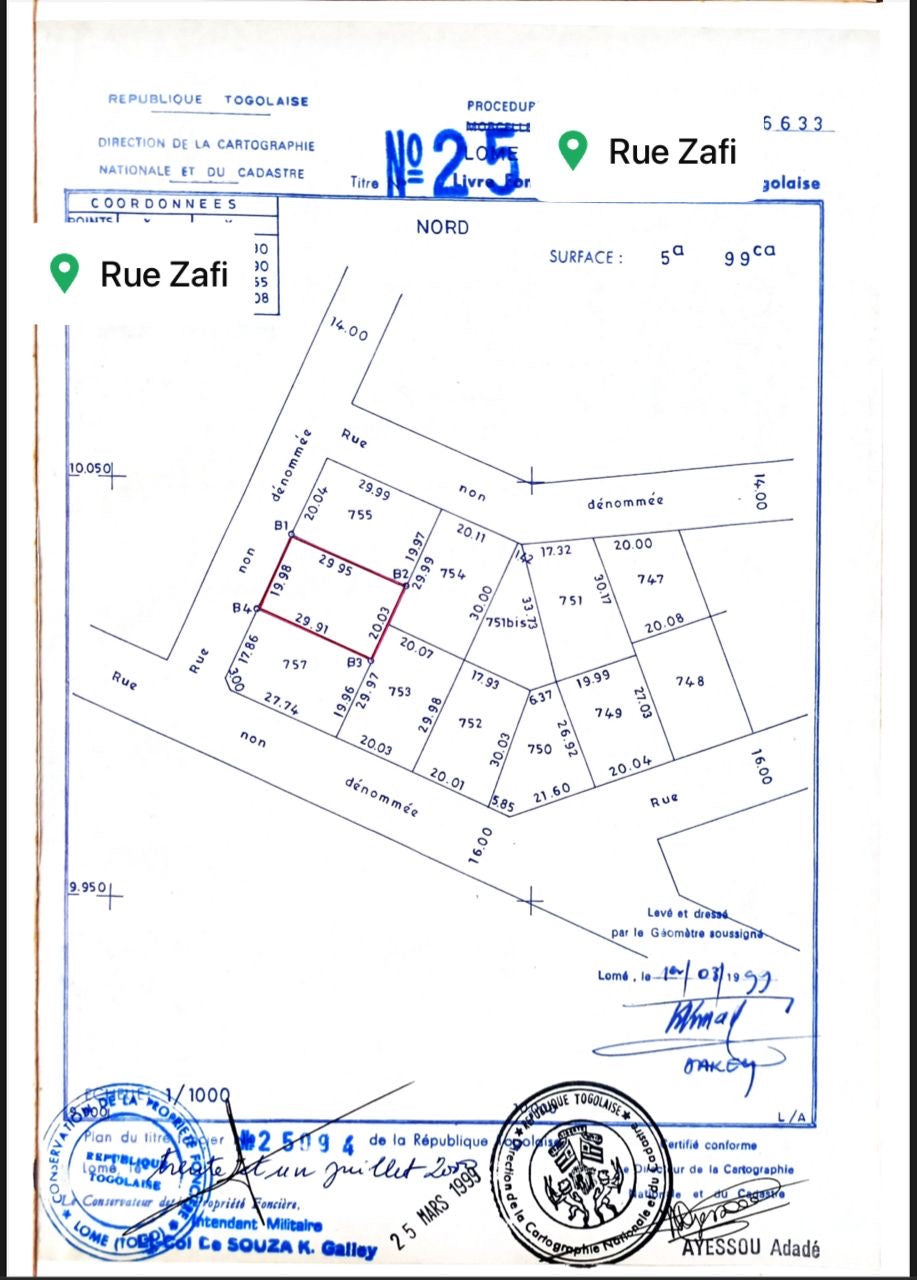 À VENDRE – Parcelle clôturée de 600 m² avec titre foncier à Agoè Kossigan | 32 millions FCFA