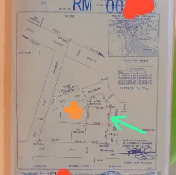 Terrain à vendre à Djagblé – 23 Millions FCFA