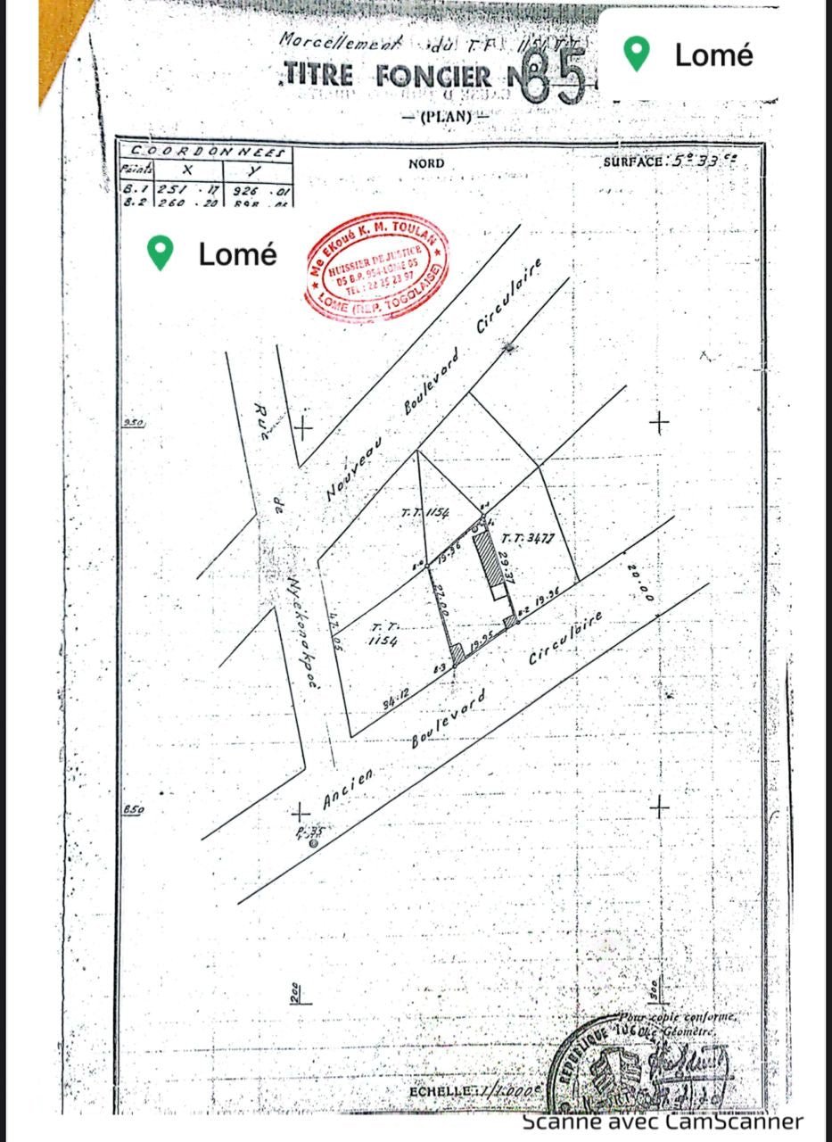 PARCELLE À VENDRE EN BORDURE DU BOULEVARD DU 13 JANVIER – NYÉKONAKPOÉ – 250 MILLIONS – TITRE FONCIER