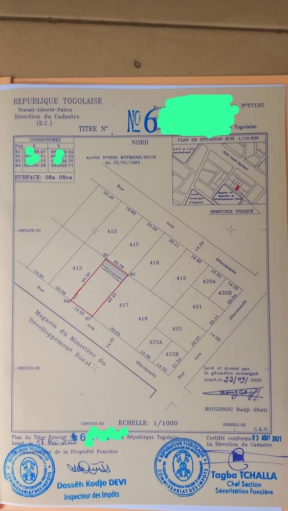 TERRAIN À VENDRE À ADIDOGOMÉ CITÉ MOKPOKPO
