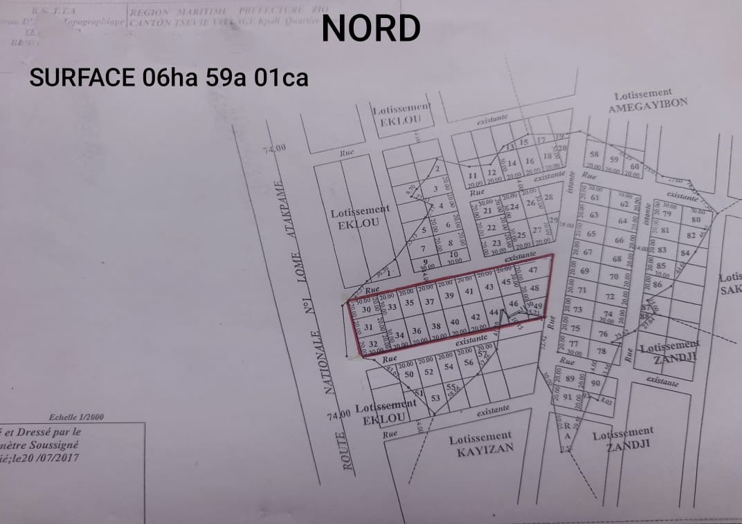 TERRAIN 20 LOTS À VENDRE À TSÉVIÉ KPALI GOVÉ
