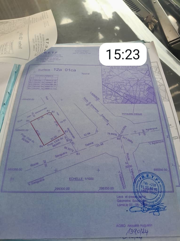 Terrain de 2 lots en vente en angle de rue à Zossimé – 55 000 000 FCFA