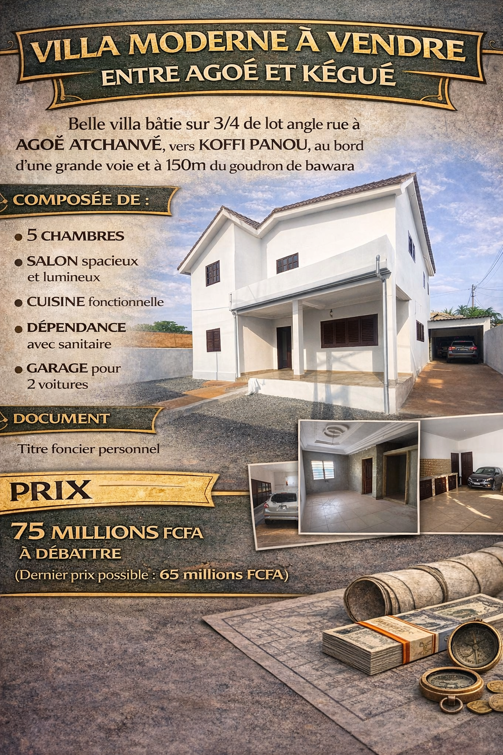 VILLA MODERNE À VENDRE ENTRE AGOÈ ET KÉGUÉ