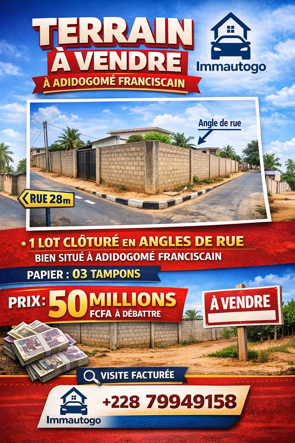 TERRAIN À VENDRE À ADIDOGOMÉ FRANCISCAIN