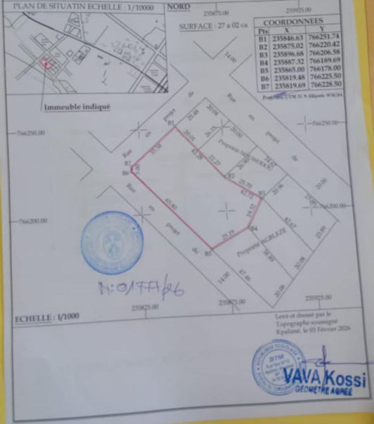 Terrain de 2700 m² en vente à Kpalime – 27 millions FCFA