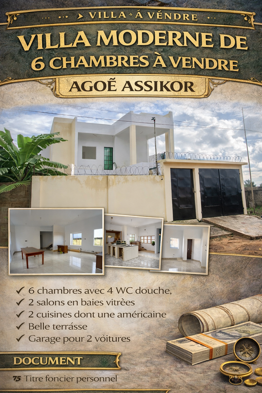 UNE VILLA 6 PIÈCES À VENDRE À  LOMÉ - AGOÈ ASSIKOR