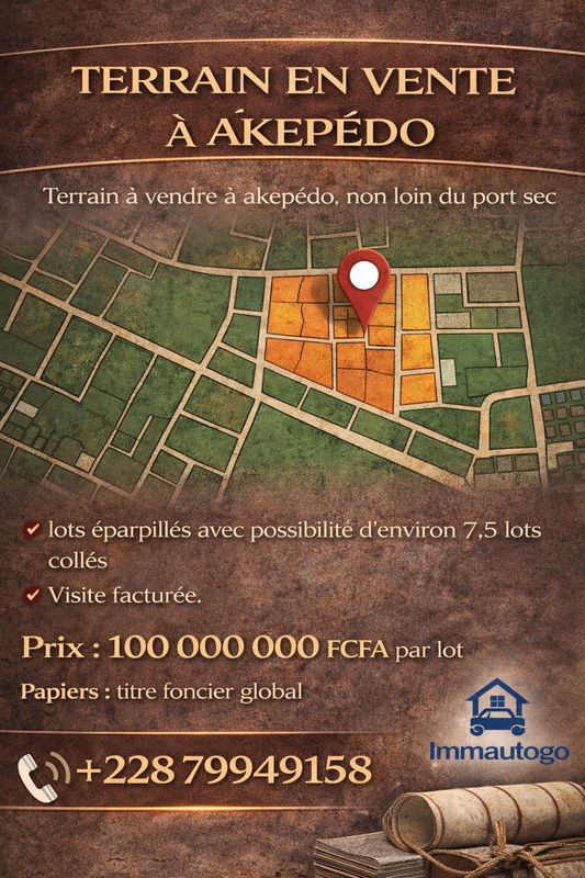 Terrain en vente à aképédo – Lomé | 10 000 000 FCFA