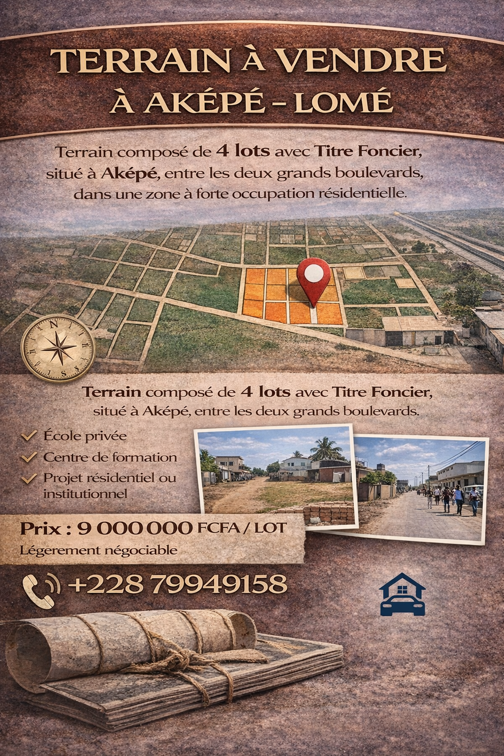 Terrain en vente à aképé – Lomé | 9 000 000 FCFA