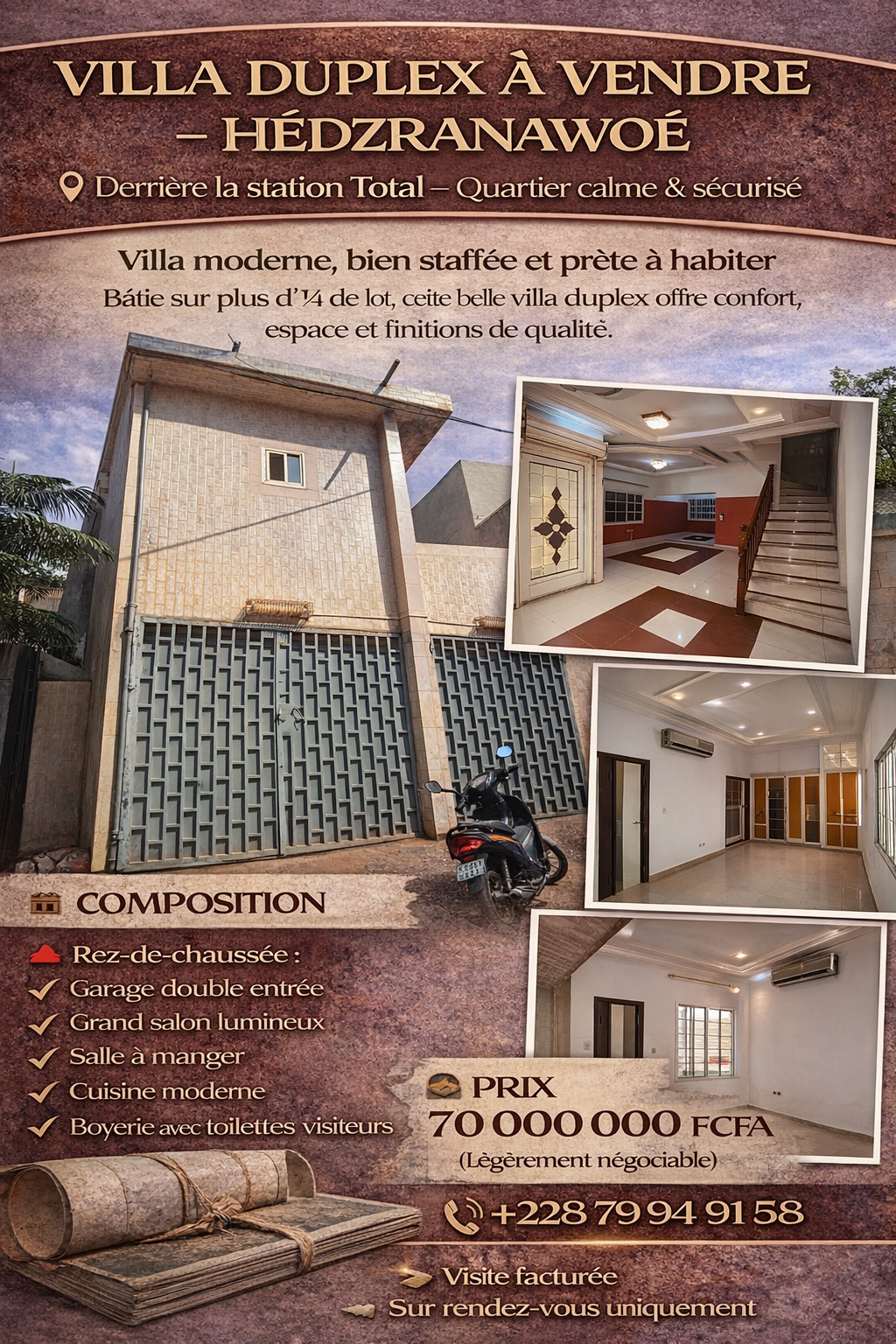 UNE VILLA DUPLEX À VENDRE À HÉDZRANAWOÉ