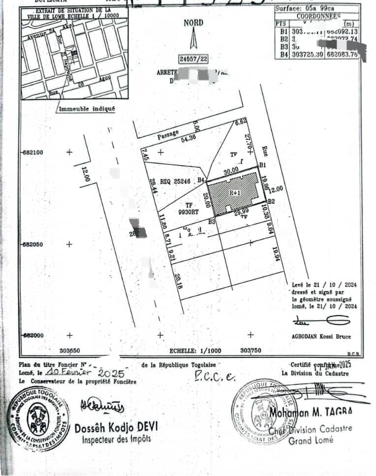 Terrain à vendre à Tokoin – 150 Millions FCFA
