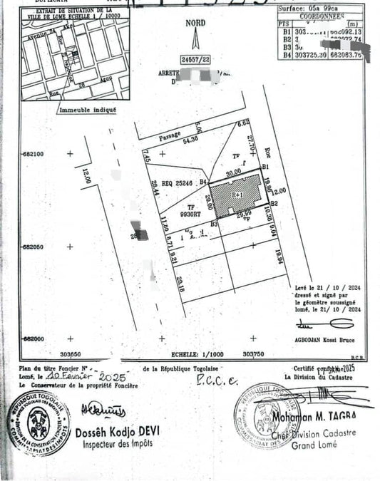 Terrain à vendre à Tokoin – 150 Millions FCFA