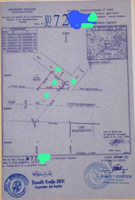 Terrain à vendre à Agoè Legbassito – 100 Millions FCFA