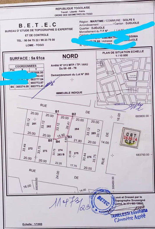Terrain à vendre à Djidjolé – 55 Millions FCFA