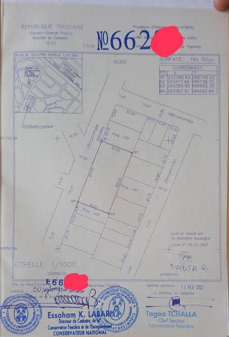 2 LOTS CLÔTURÉS EN BORDURE DE VOIE À VENDRE À ADIDOGOMÉ APEDOKOÈ – 100 MILLIONS – TITRE FONCIER