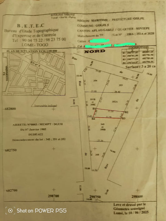 VENTE URGENTE – 1/2 LOT À VENDRE À ADIDOGOMÉ AVÉ MARIA – À 60M DU GOUDRON – TITRE FONCIER – 40 MILLIONS À DÉBATTRE