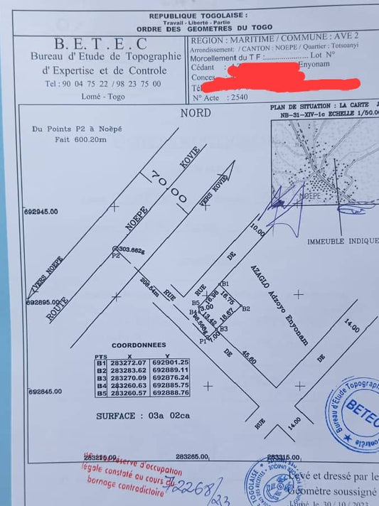 TERRAIN DE 302m² (1/2 LOT) À VENDRE À NOÈPÉ – ANGLE DE RUE, DERRIÈRE LA DOUANE