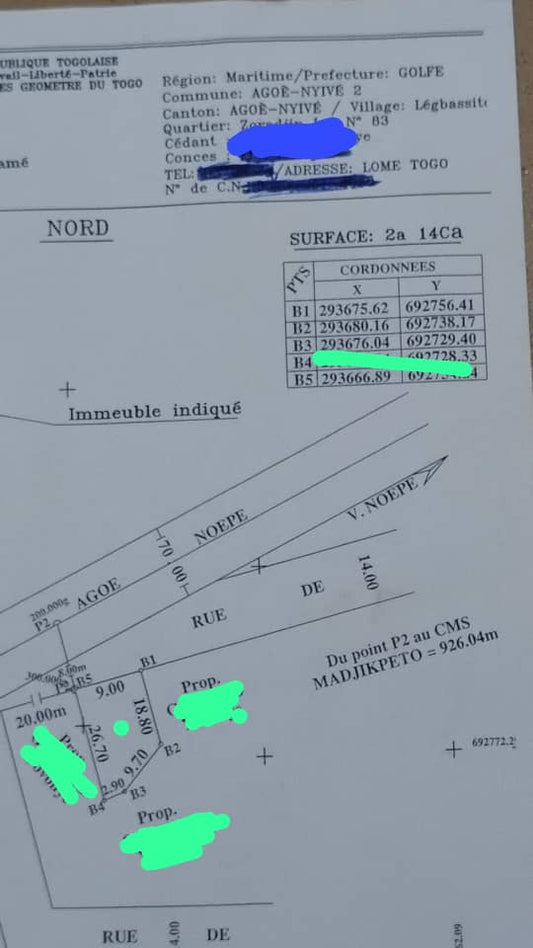 TERRAIN DE 2a14ca EN BORDURE DE GOUDRON À VENDRE À AGOÈ LÉGBASSITO – ZOVADJIN