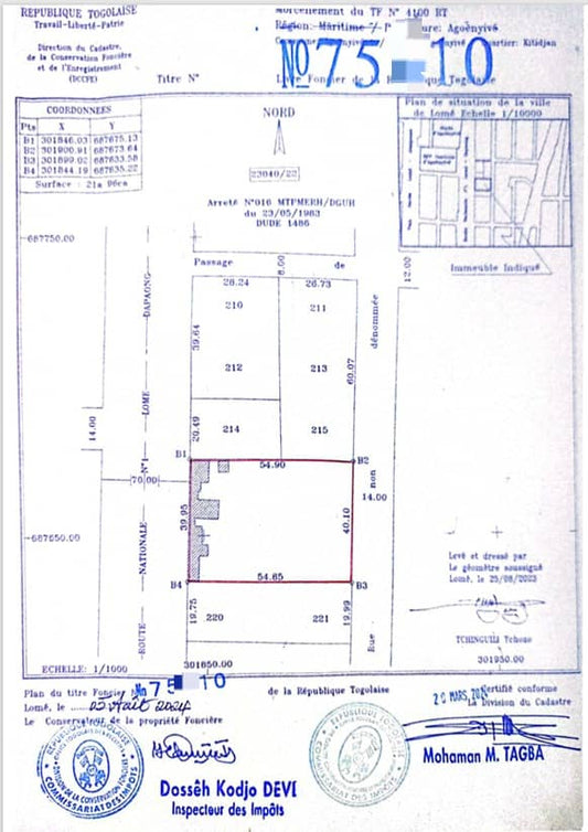 VENTE D’UNE PARCELLE DE 2 LOTS AU BORD DU GOUDRON – AGOÈ, PRÈS D’ECOBANK