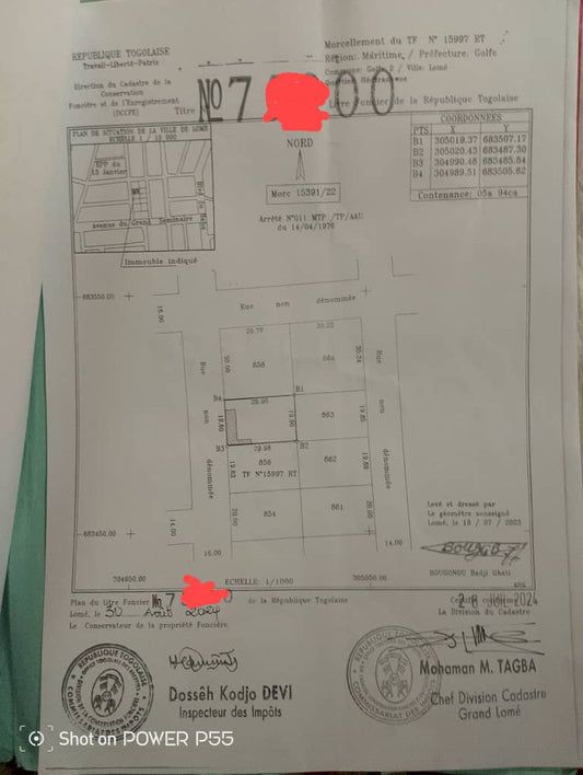 TERRAIN DE 1 LOT (600 M²) À VENDRE À HÉDZRANAWOÉ – 90 MILLIONS