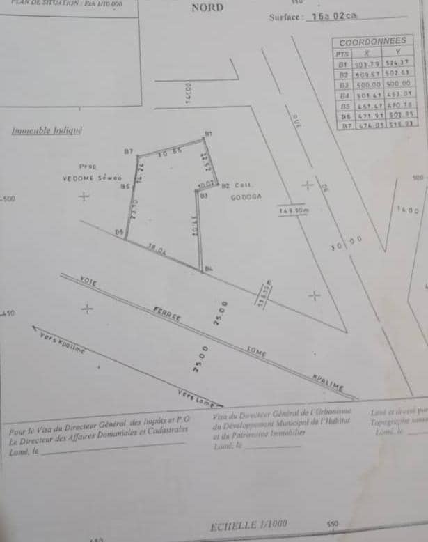 Terrain en vente à Adidogomé – 55 millions FCFA