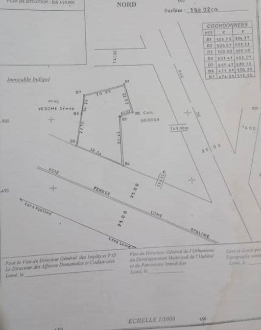 Terrain en vente à Adidogomé – 55 millions FCFA