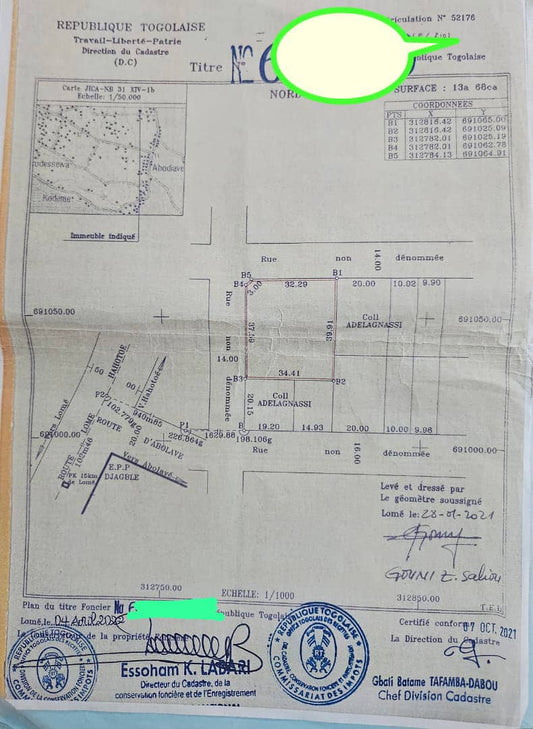 Terrain 2 lots en vente sur angle de rue à Djagblé Abodavé – 40 millions FCFA