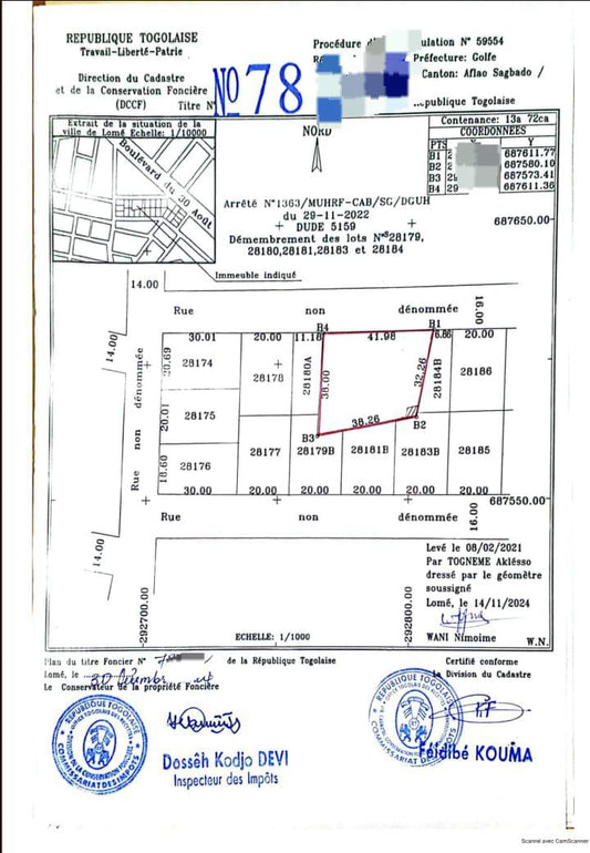 Terrain 1 lot en vente à Adidogomé Atilamonou – 60 millions FCFA