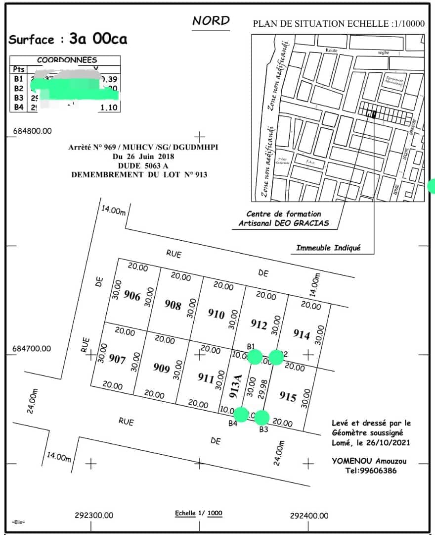 Terrain 1/2 lot en vente à Sagbado Logoté Carrefour CFA – 16 millions FCFA