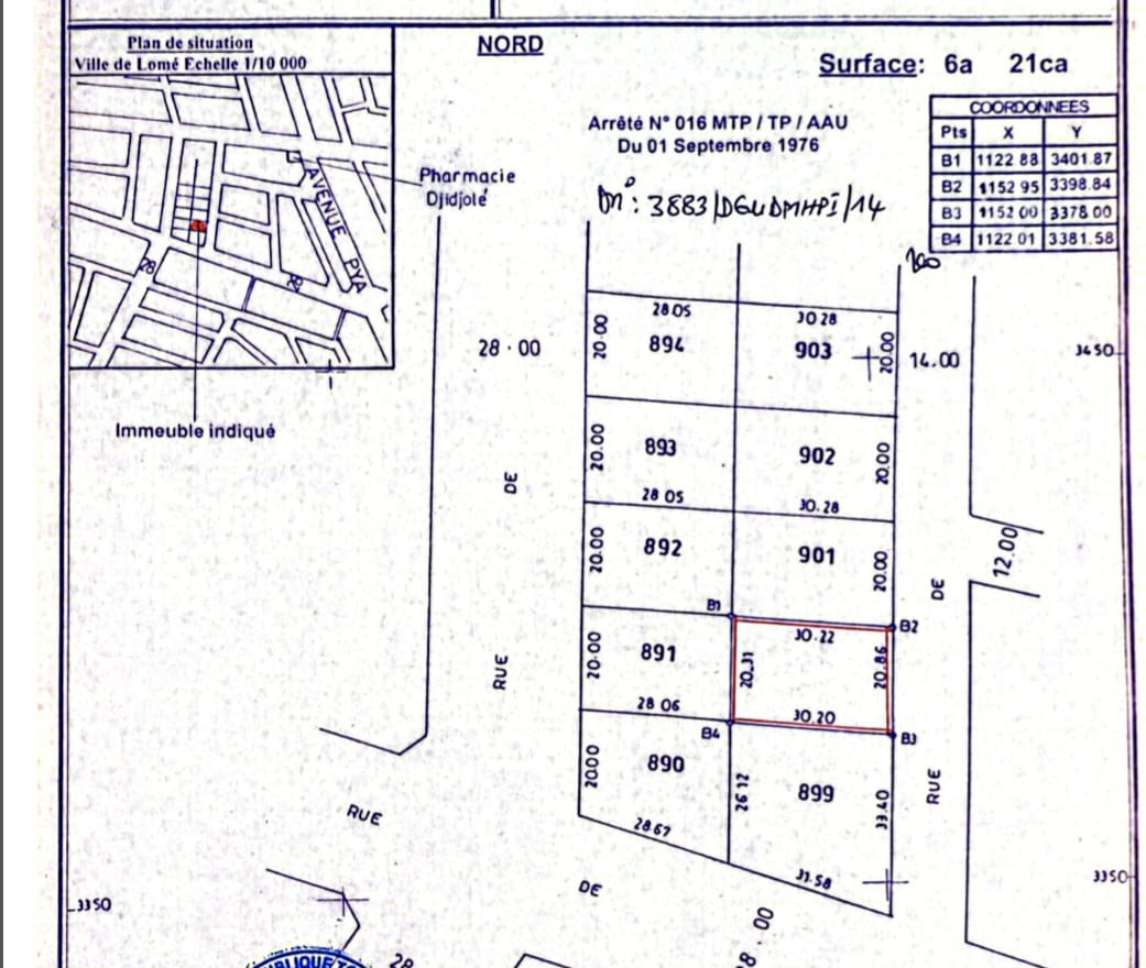 Terrain de 621 m² en vente à Djidjolé – 70 millions FCFA