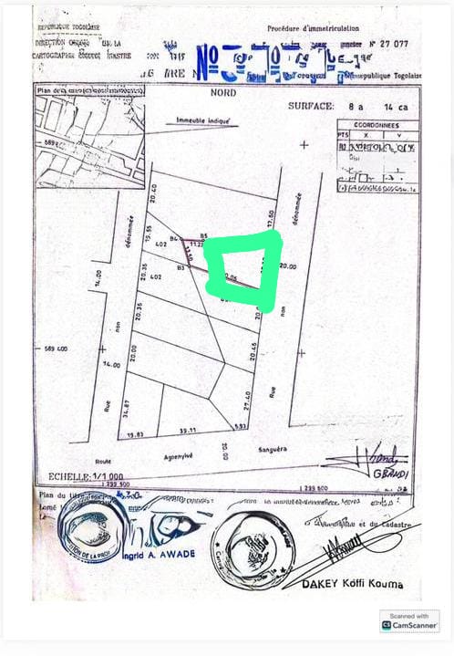 Terrain de 600 m² en vente à Agoè Assiyéyé bordure de voie de 20m – 35 millions FCFA