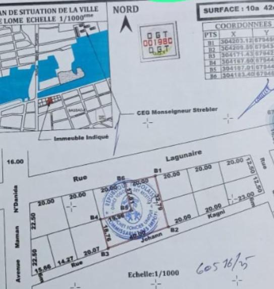 Terrain de 1042 m² en vente à Bassadji (Lomé) – 100 millions FCFA