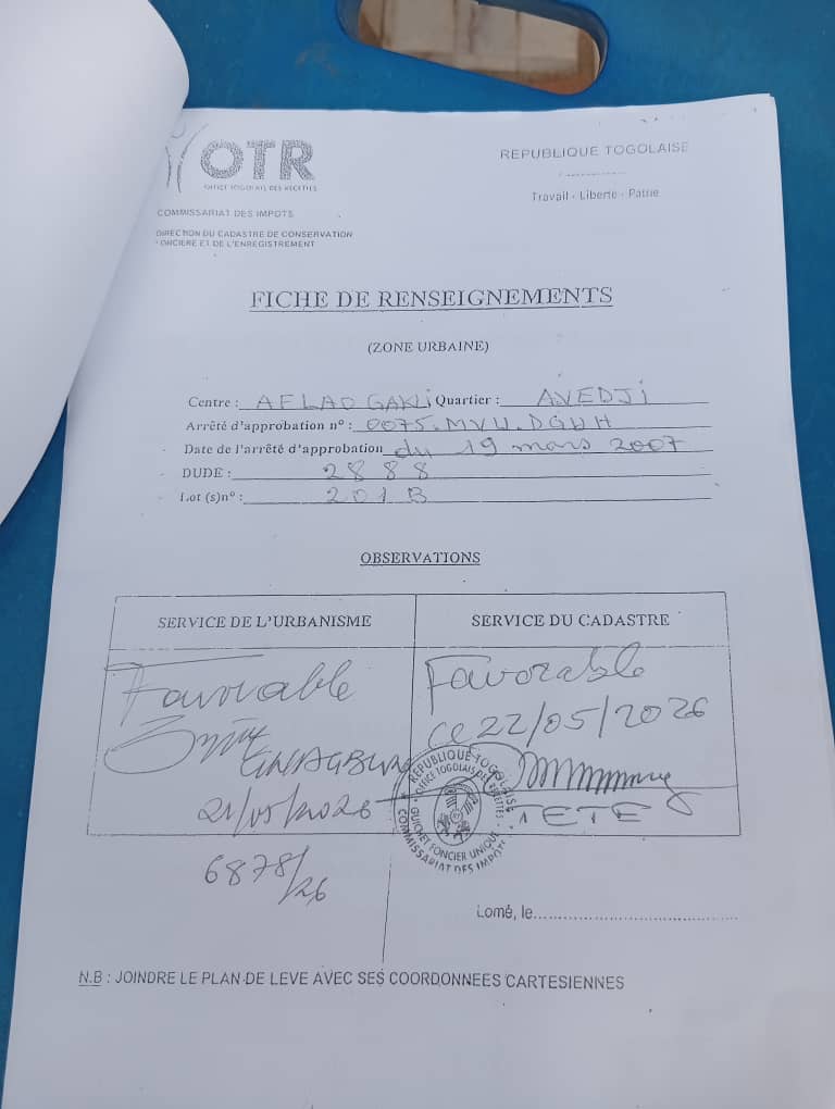Terrain de 300 m² clôturé à Avedji – 14.5 millions FCFA