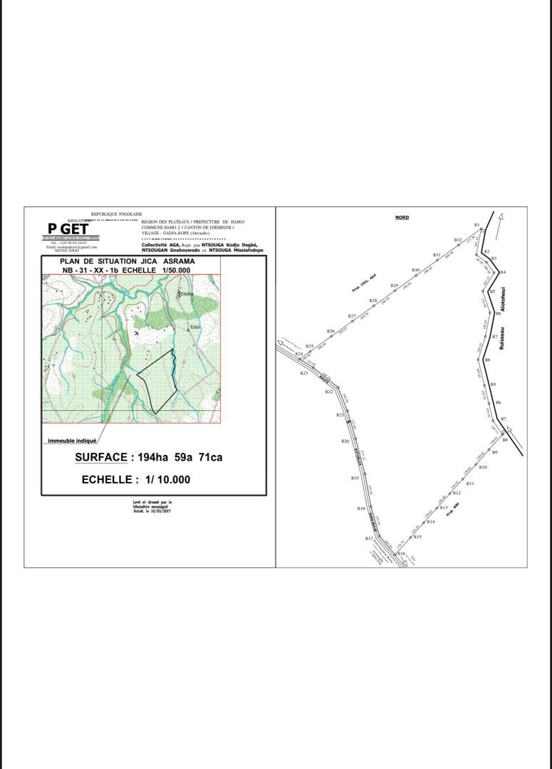 Terrain à vendre à Gadja-Kopé, Notsé - 800000 FCFA l'hectare