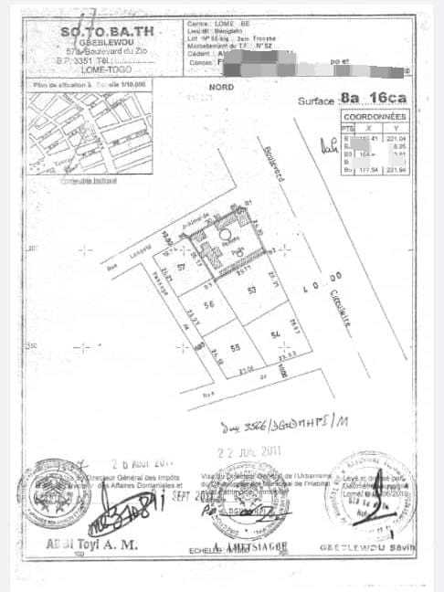 Terrain de 816 m² en vente en angle de rue au bord du boulevard circulaire à Dékon – 500 millions FCFA