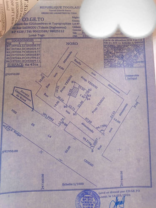 Lot de terrain en vente à Agoè Sogbossito, proche du goudron – 35 millions FCFA