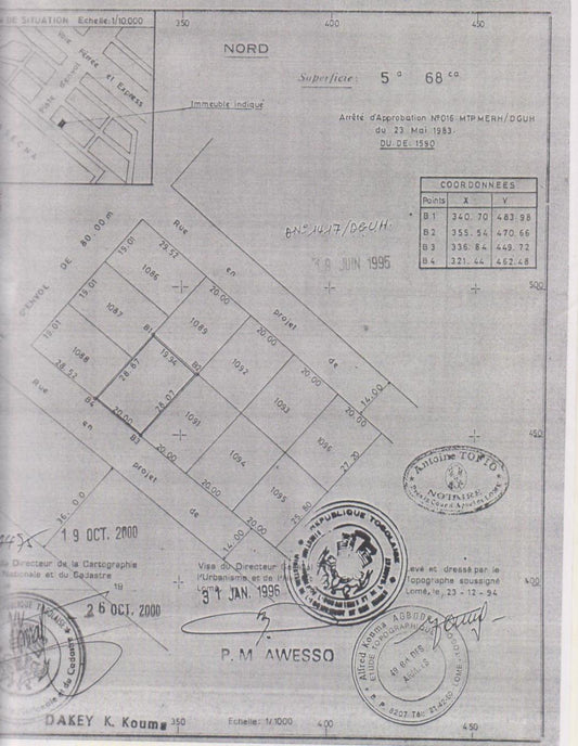 Terrain de 568 m² en vente en bord de goudron à Attiégou Togo 2000 – 60 millions FCFA