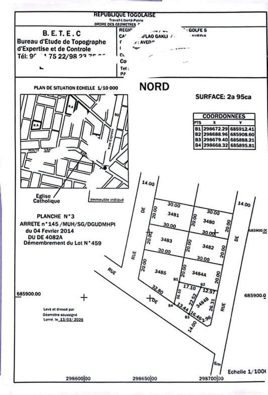 Terrain 1/2 lot à vendre à AVEDJI LIMOUSINE – 35 millions FCFA