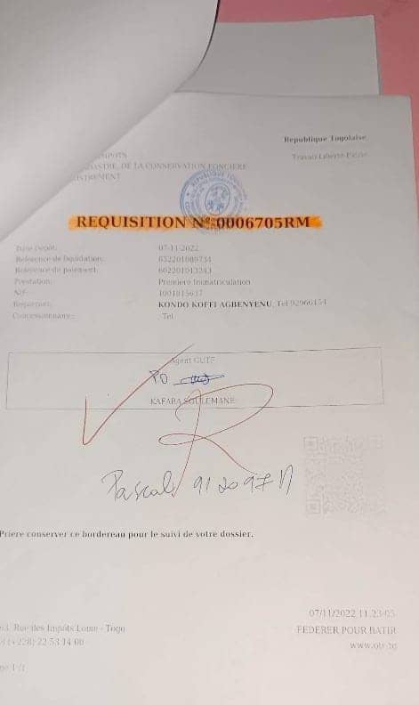 Terrain de 150 m² en vente proche du goudron à Adidogomé – 6.500.000 FCFA