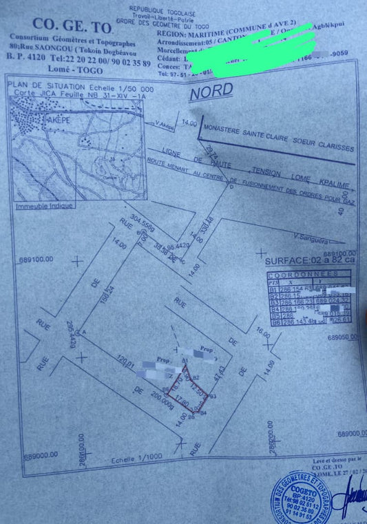 Terrain de 300 m² en vente à Aképé – 2,5 millions FCFA