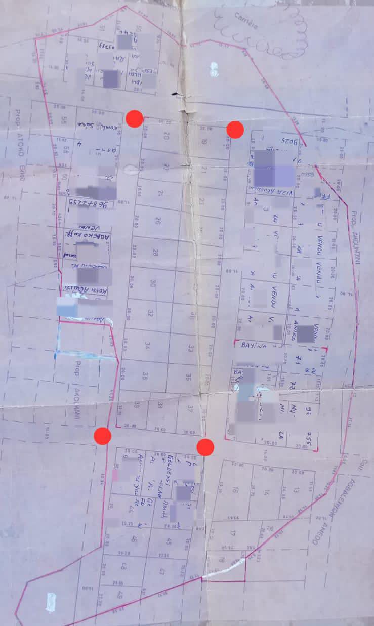 Terrain de 21 lots en vente à Adetikopé Logoé derrière PIA – 315 millions FCFA