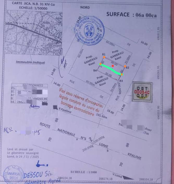terrain de 600 m² en vente à Aképédo – 9 000 000 FCFA