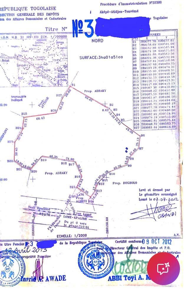 2 lots stratégiques en vente au bord du goudron à Djagblé – 79.000.000 FCFA