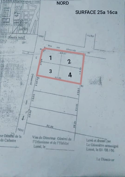 Terrain de 2550 m² en vente en angle de rue à Agoè Kitidjan – 65 millions FCFA l'unité