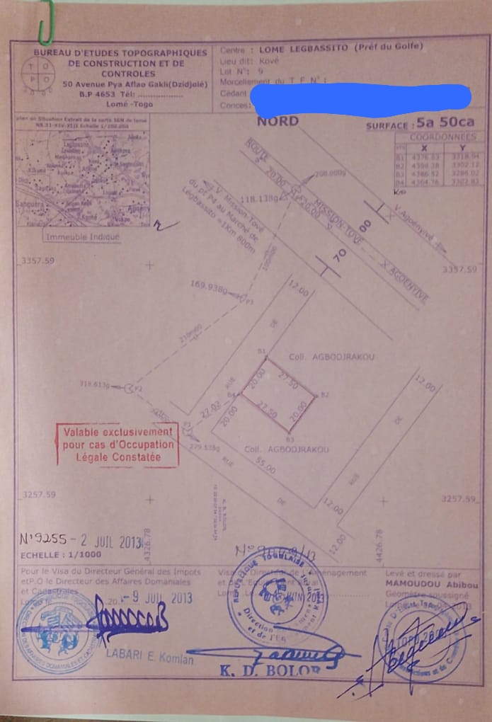 Terrain de 130 m² en vente à Agoè Legbassito non loin du restaurant le PAYA – 10 millions FCFA