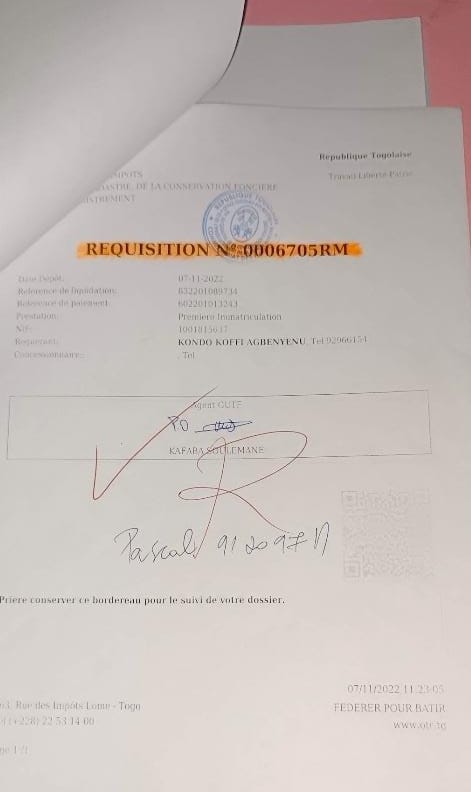 Terrain d'un quart de lot en vente à Adidogomé – 6 500 000 FCFA
