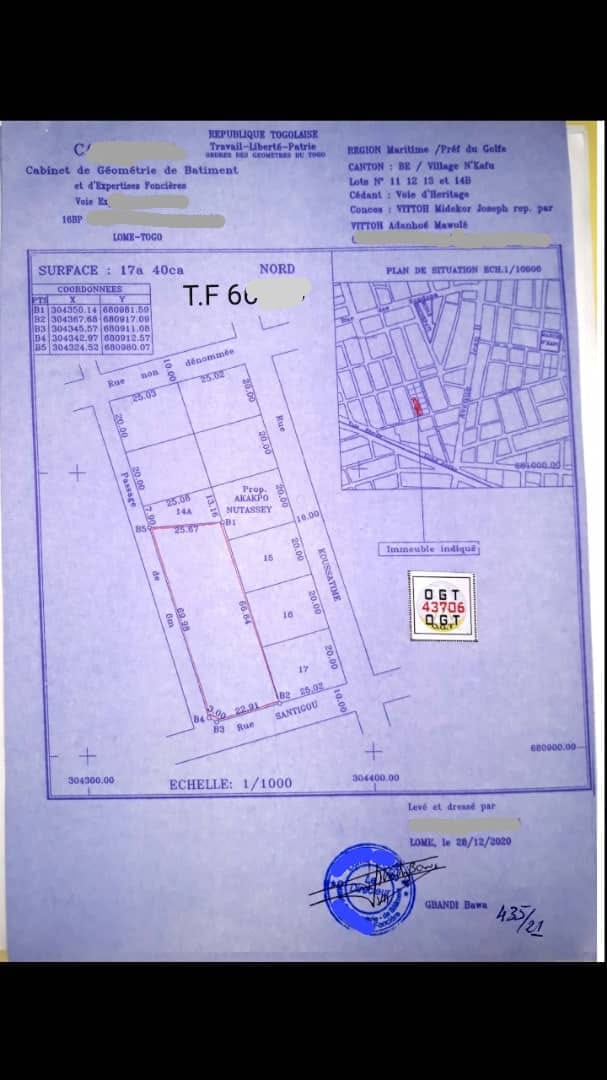 A VENDRE A TOKOIN FOREVER Presque 3 lots de terrai