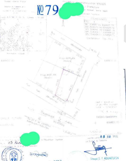 Terrain de 1029 m² en vente en bordure de 2 voies à Adétikopé Lycée – 25 millions FCFA